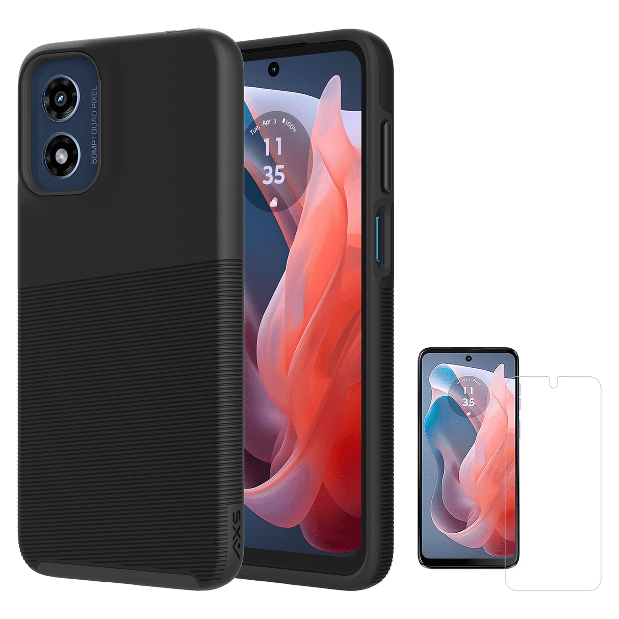 Axs - Protech Plus Case And Armorglass Screen Protector For Motorola Moto G Play 2024 - Black