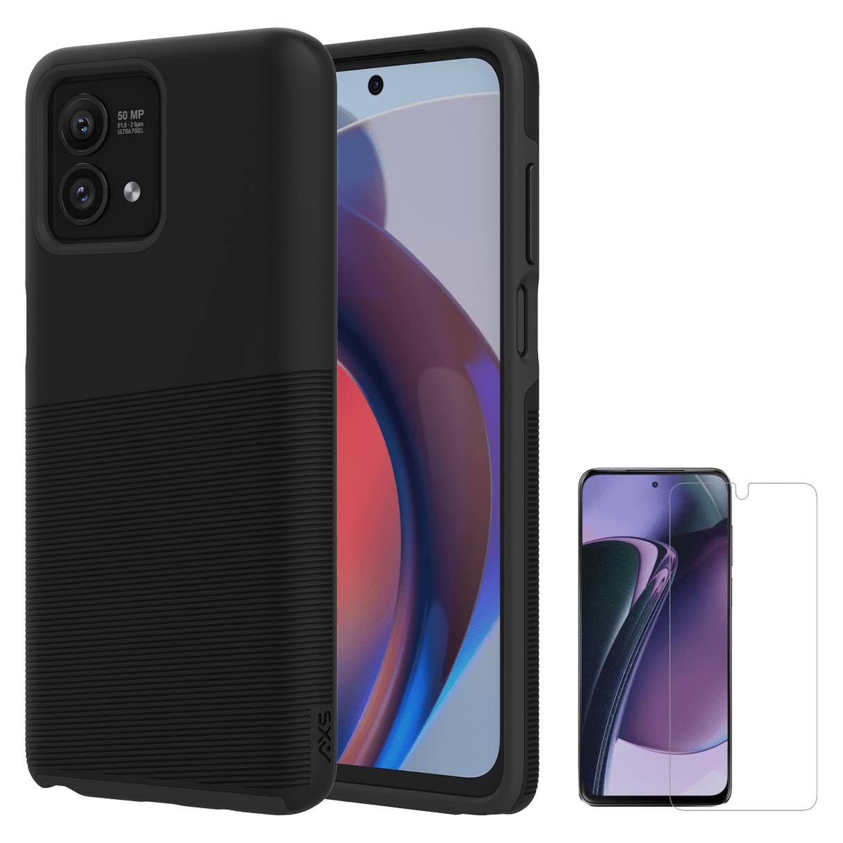 Axs - Protech Plus Case And Glass Screen Protector For Motorola Moto G Stylus 5g 2023  /  Moto G Stylus 2023 - Black