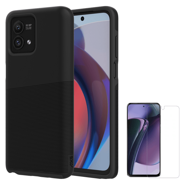 Axs - Protech Plus Case And Glass Screen Protector For Motorola Moto G Stylus 5g 2023  /  Moto G Stylus 2023 - Black
