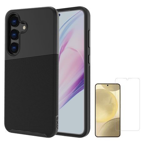 Axs - Protech Plus Case And Armorglass Screen Protector For Samsung Galaxy S25 - Black