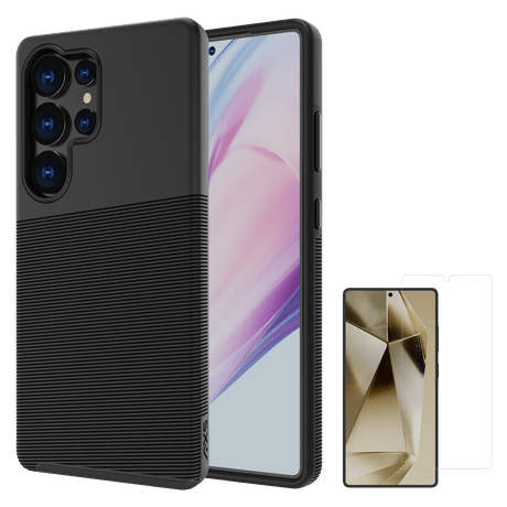 Axs - Protech Plus Case And Armorglass Screen Protector For Samsung Galaxy S25 Ultra - Black