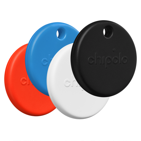 Chipolo - Pop Tracking Tag 4 Pack For Apple And Google Devices - Black Red White And Blue
