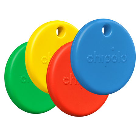 Chipolo - Pop Tracking Tag 4 Pack For Apple And Google Devices - Red Blue Yellow Green