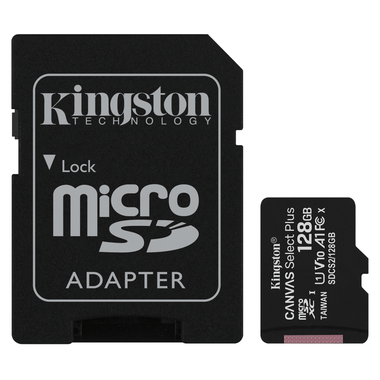 Kingston - Microsdxc Canvas Select Plus 128gb Memory Card And Adapter - Black