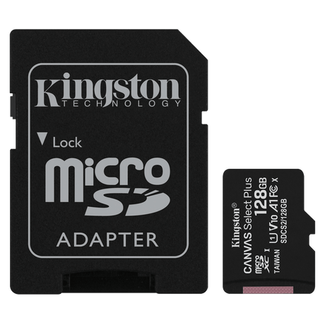 Kingston - Microsdxc Canvas Select Plus 128gb Memory Card And Adapter - Black