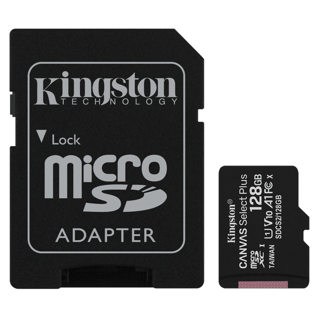 Kingston - Microsdxc Canvas Select Plus 128gb Memory Card And Adapter - Black