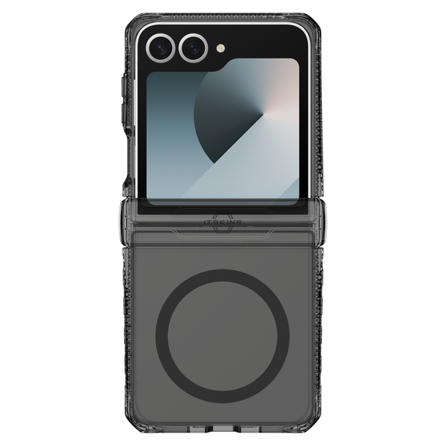 ITSKINS Hybridr Clear Hinge MagSafe Case for Samsung Galaxy Z Flip7 * Smoke and Transparent