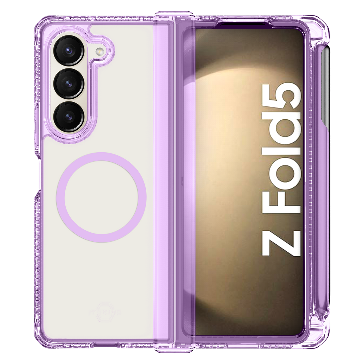 Itskins - Supremer Hinge Magsafe Case With Pen Holder For Samsung Galaxy Z Fold5 - Transparent Purple
