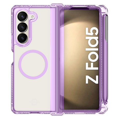 Itskins - Supremer Hinge Magsafe Case With Pen Holder For Samsung Galaxy Z Fold5 - Transparent Purple