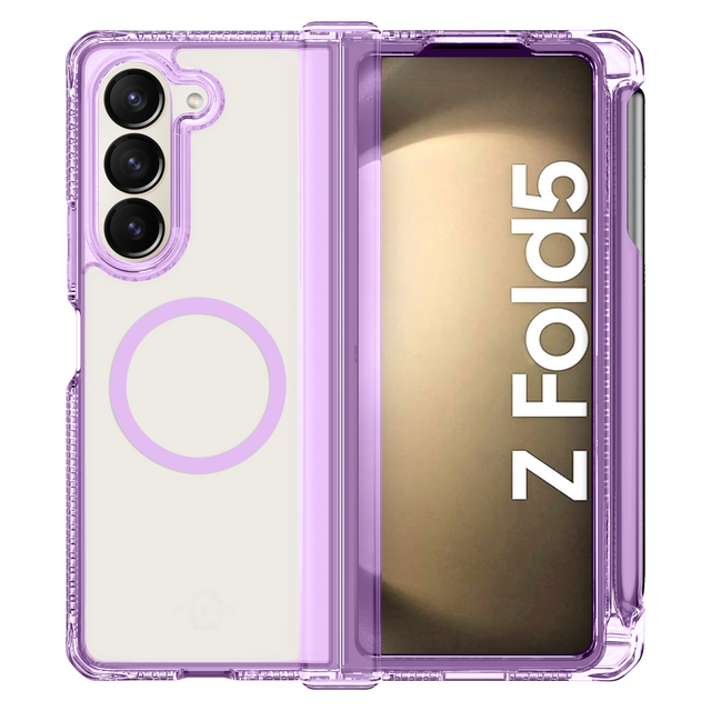 Itskins - Supremer Hinge Magsafe Case With Pen Holder For Samsung Galaxy Z Fold5 - Transparent Purple