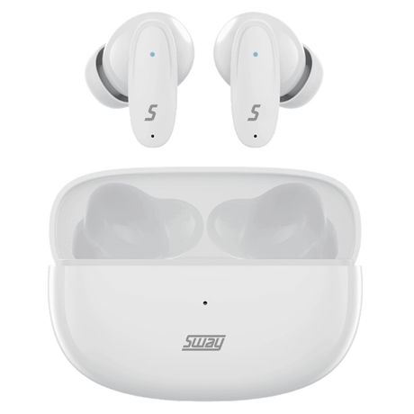 Sway - Dual Microphone Enc Comfort Fit True Wireless Headphones With Power Go Charging Case - White