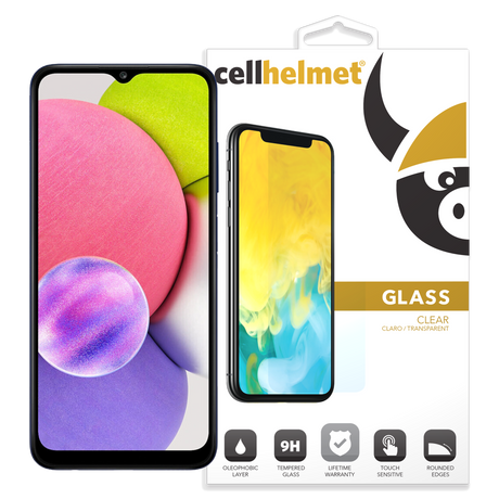 Cellhelmet - Tempered Glass Screen Protector For Samsung Galaxy A03s - Clear