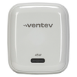 Ventev Ultrafast Gan Mini 45W Wall Charger with 5A USB-C to USB-C Cable - White
