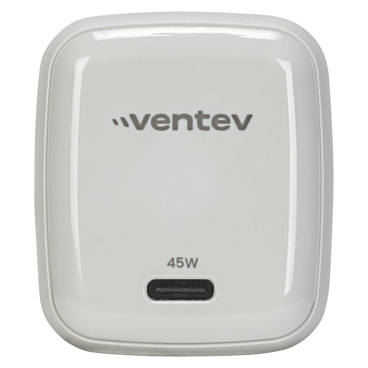 Ventev Ultrafast Gan Mini 45W Wall Charger with 5A USB-C to USB-C Cable - White