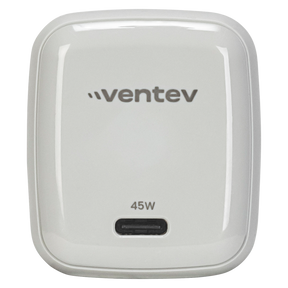 Ventev Ultrafast Gan Mini 45W Wall Charger with 5A USB-C to USB-C Cable - White