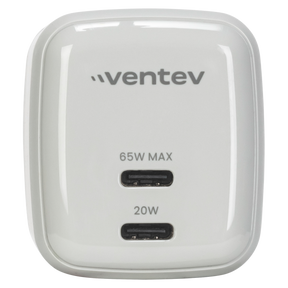 Ventev 65W Ultrafast USB-C Universal Dual GaN Mini Wall Charger - Gray