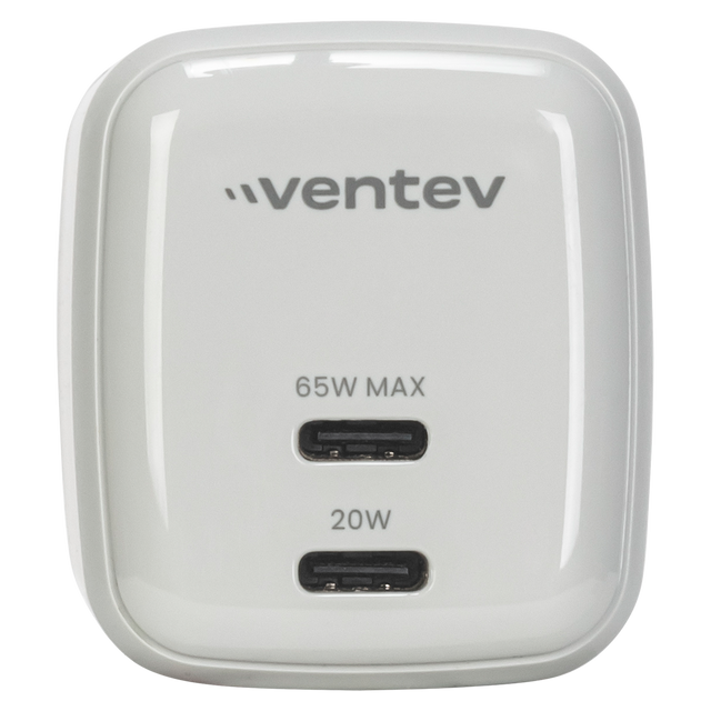 Ventev 65W Ultrafast USB-C Universal Dual GaN Mini Wall Charger - Gray
