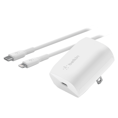 Belkin - Usb C Pps Wall Charger 20w With Type C To Lighting Cable 1m  - White