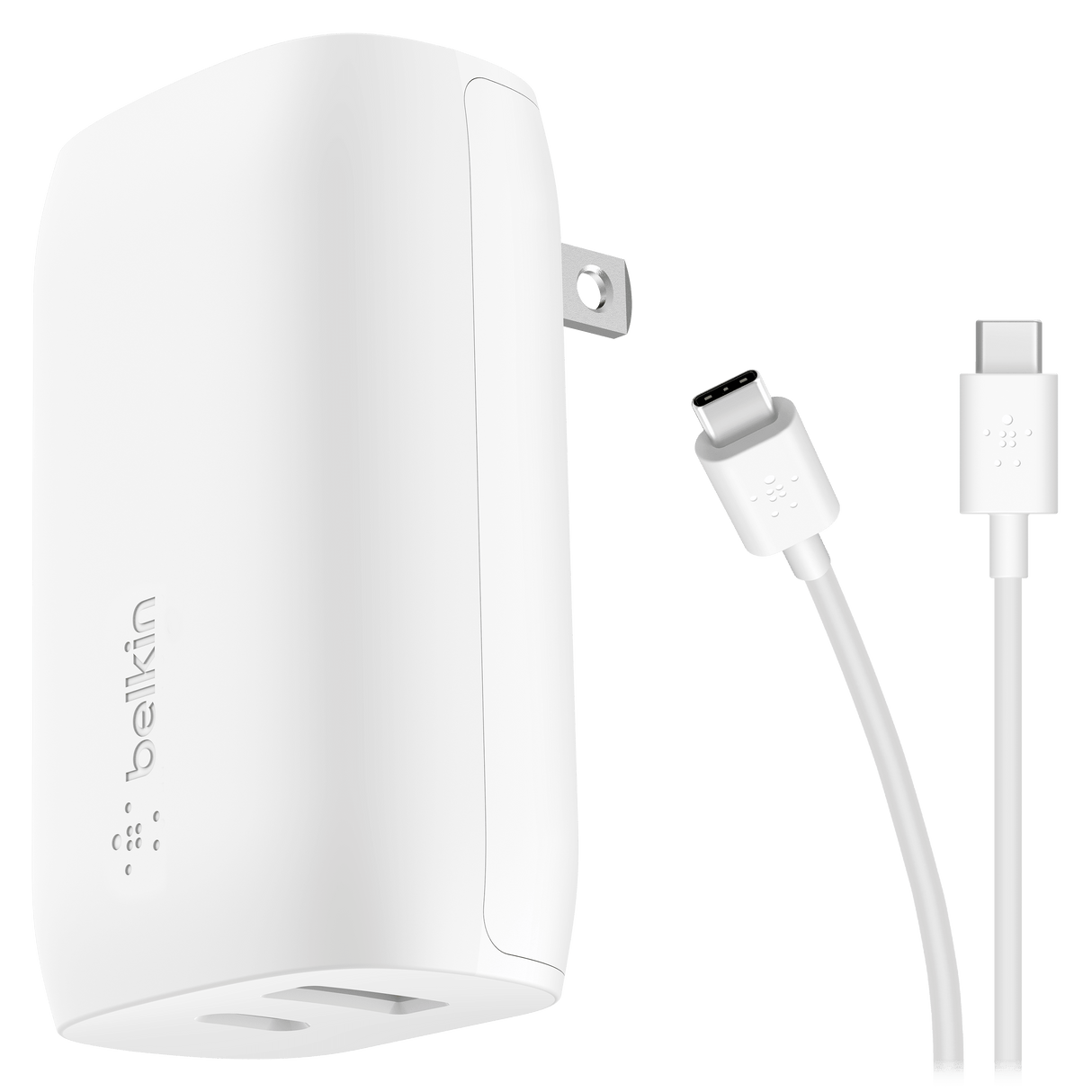 Belkin - Dual Port Usb A And Usb C Pd 37w Wall Charger With Pps - White