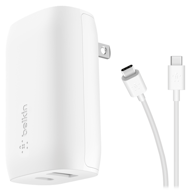 Belkin - Dual Port Usb A And Usb C Pd 37w Wall Charger With Pps - White