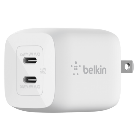 Belkin - Dual Port Usb C Pd Wall Charger With Pps 45w - White