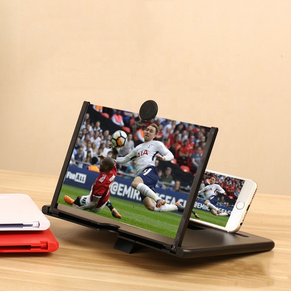 12 inch Plate Universal Screen Magnifier Amplifier 3X HD Mobile Phone Magnifier Projector Screen Foldable Phone Stand (Black)
