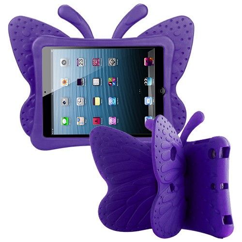 Apple Ipad Mini (2019) / Ipad Mini W/ Retina Display / Ipad Mini 3 / Ipad Mini 4 - Kids Drop Resistant Tablet Protector Cover - Purple Butterfly
