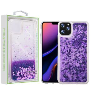 Apple Iphone 11 Pro Max - Airium Quicksand Glitter Hybrid Cover - Purple