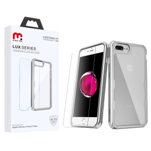Apple Iphone 6 Plus / 6s Plus / 7 Plus / 8 Plus - Mybat Pro Lux Series W/ Tempered Glass - Silver