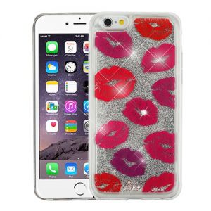 Apple Iphone 6 Plus / 6s Plus - Quicksand Glitter Hybrid Cover -  Blissful Kisses / Silver
