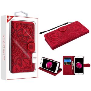 Apple Iphone 7 Plus / 8 Plus - Mybat Myjacket Mandala Wallet Case - Red