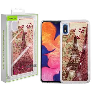 Samsung Galaxy A10e - Airium Quicksand Glitter Hybrid Cover - Eiffel Tower / Rose Gold