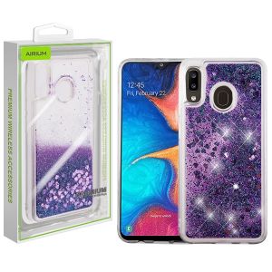 Samsung Galaxy A20 / A30 - Airium Quicksand Glitter Hybrid Cover - Stars / Pink