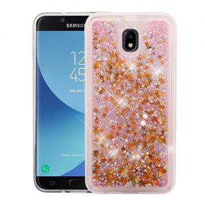 Samsung Galaxy J7 (2018) / J7 Refine / J7 Star / J7 Crown - Quicksand Glitter Hybrid Cover - Pink / Stars