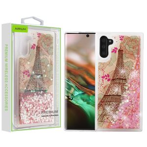 Samsung Galaxy Note 10 - Airium Quicksand Glitter Hybrid Case - Eiffel Tower / Pink