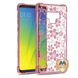 Samsung Galaxy Note 9 - Mybat Tuff Klarity Candy Skin Cover - Hibiscus Flower / Rose Gold