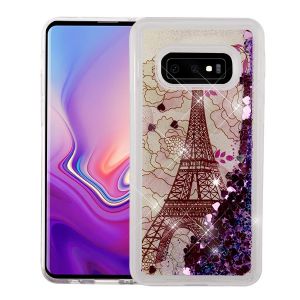 Samsung Galaxy S10e - Airium Quicksand Glitter Hybrid Cover - Eiffel Tower / Pink