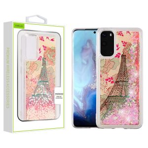 Samsung Galaxy S20 - Airium Quicksand Glitter Hybrid Case - Eiffel Tower / Pink