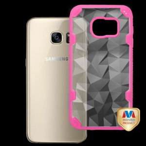 Samsung Galaxy S7 - Mybat Challenger Polygon Hybrid Cover - Hot Pink / Clear
