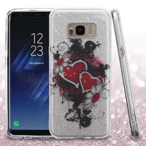 Samsung Galaxy S8+ - Asmyna Full Glitter Hybrid Cover - Hearts & Flowers