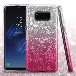 Samsung Galaxy S8+ Hybrid Protector Cover - Silver Embossed Full Glitter