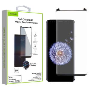 Samsung Galaxy S9+ - Airium Full Coverage Tempered Glass Screen Protector - Black / Clear