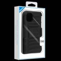 Asmyna Advanced Armor Stand Protector Cover Combo (with Black Holster) for APPLE iPhone 11 Pro Max - Black / Black