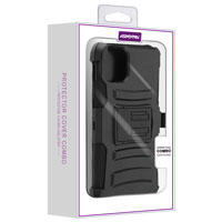 Asmyna Advanced Armor Stand Protector Cover Combo (with Black Holster) for Apple iPhone 11 Pro Max - Black / Black