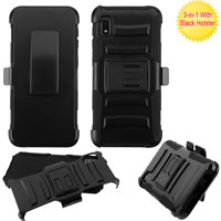 Asmyna Advanced Armor Stand Protector Cover Combo (with Black Holster) for SAMSUNG Galaxy A10E - Black / Black