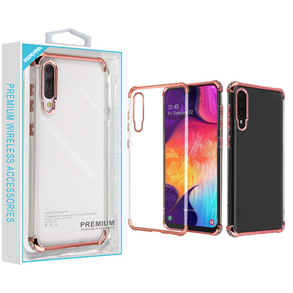 Asmyna Klarion Candy Skin Cover for Samsung Galaxy A50 - Electroplating Rose Gold -Transparent Clear