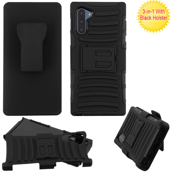 Advanced Armor Stand Protector Cover Combo (with Black Holster) for Samsung Galaxy Note 10 (6.3) - Black