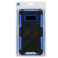 Asmyna Advanced Armor Stand Protector Cover Combo (with Black Holster) for Samsung Galaxy S10E - Black Dark Blue
