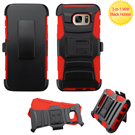 Asmyna Advanced Armor Stand Protector Cover Combo (with Black Holster) for Samsung G935 (Galaxy S7 Edge) - Black / Red