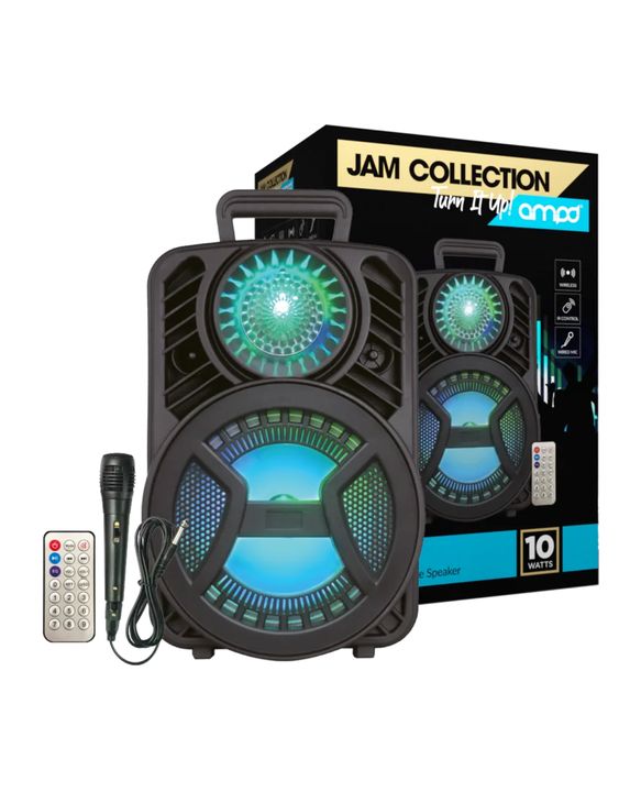 AMPD - Laser LED Trolley Party Bluetooth Speaker with Mic - Black